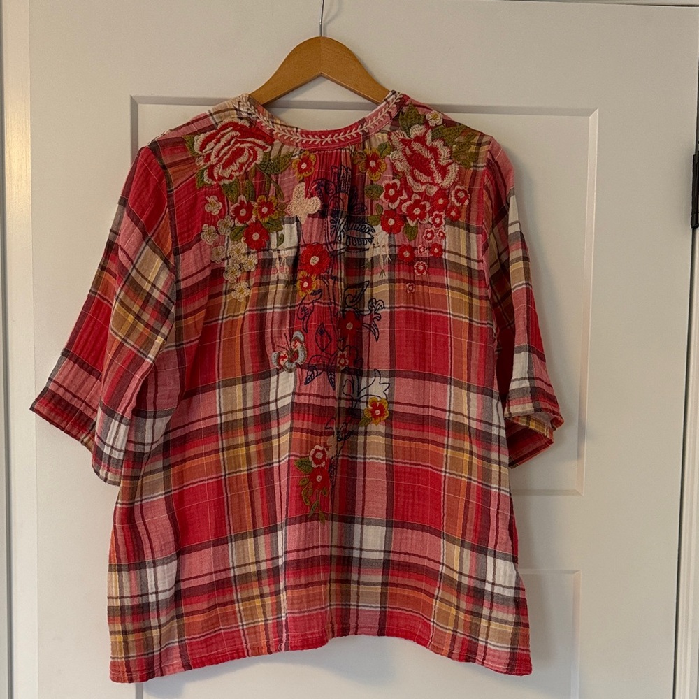 Johnny Was Multicolor Embroidered Floral V-Neck Tunic - Picture 5 of 12